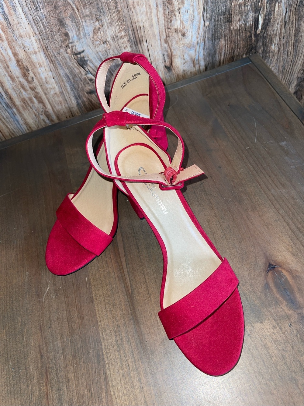 Women’s Almond Toe Ankle Strap Sandals in Red